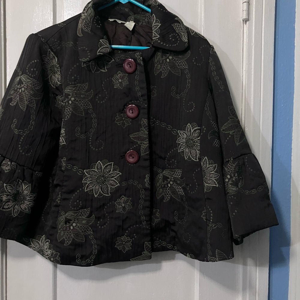 Elegant Black Jacket with Floral Design